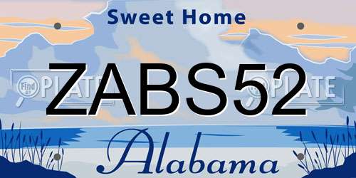 ZABS52 Alabama License Plate
