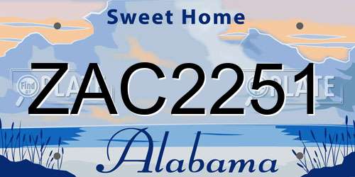 ZAC2251 Alabama License Plate