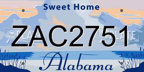 ZAC2751 Alabama License Plate