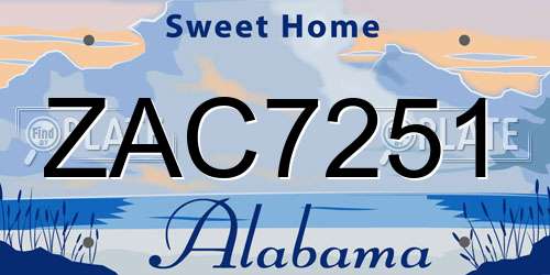 ZAC7251 Alabama License Plate