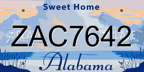 ZAC7642 Alabama License Plate