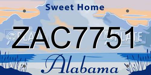 ZAC7751 Alabama License Plate