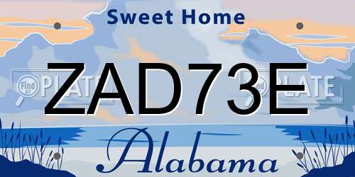 ZAD73E Alabama License Plate
