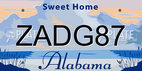 ZADG87 Alabama License Plate