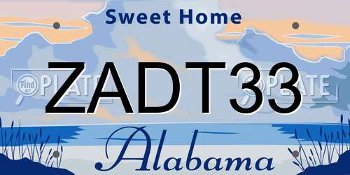 ZADT33 Alabama License Plate