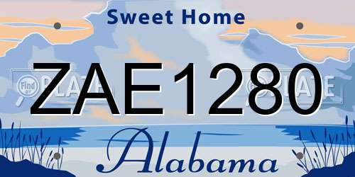 ZAE1280 Alabama License Plate