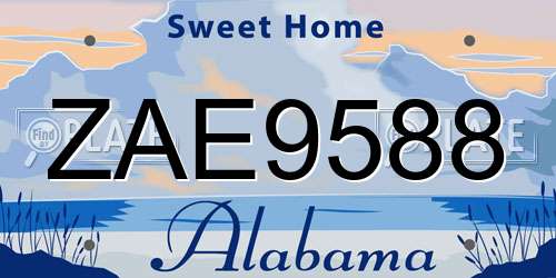 ZAE9588 Alabama License Plate