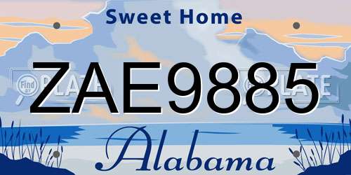 ZAE9885 Alabama License Plate