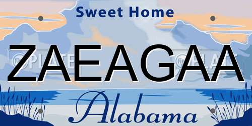 ZAEAGAA Alabama License Plate