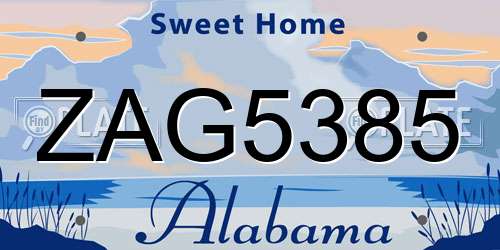 ZAG5385 Alabama License Plate