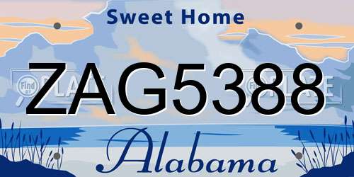 ZAG5388 Alabama License Plate