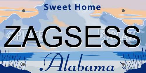 ZAGSESS Alabama License Plate