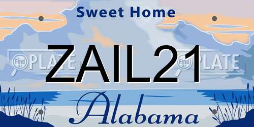 ZAIL21 Alabama License Plate