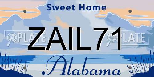 ZAIL71 Alabama License Plate