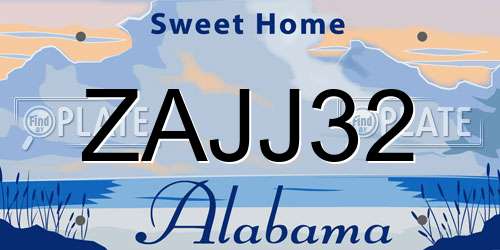 ZAJJ32 Alabama License Plate