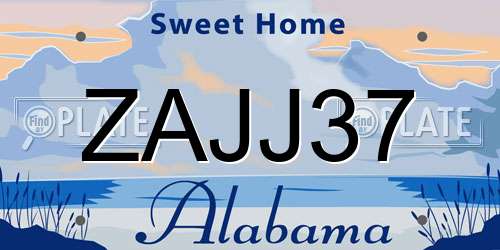 ZAJJ37 Alabama License Plate