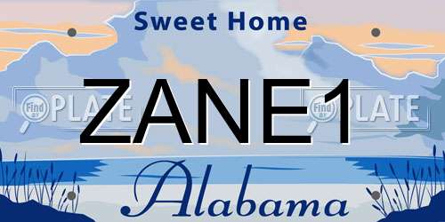 ZANE1 Alabama License Plate