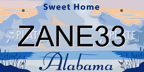 ZANE33 Alabama License Plate