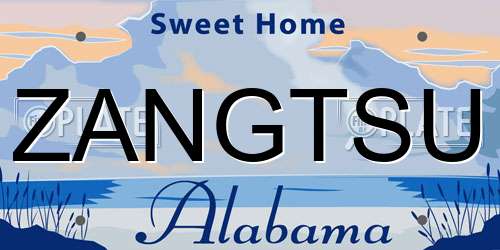 ZANGTSU Alabama License Plate