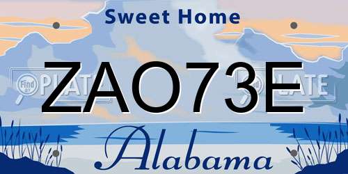ZAO73E Alabama License Plate