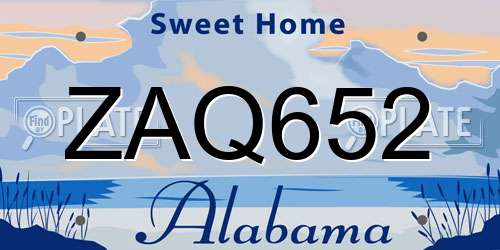 ZAQ652 Alabama License Plate