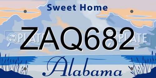 ZAQ682 Alabama License Plate