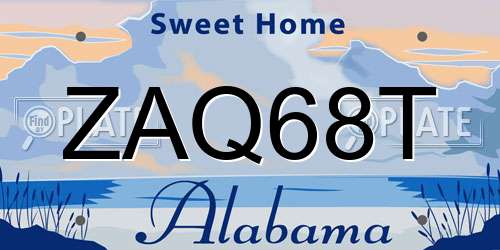 ZAQ68T Alabama License Plate