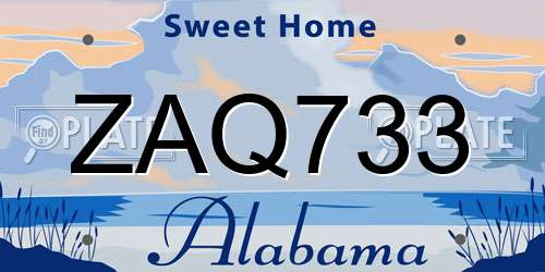 ZAQ733 Alabama License Plate