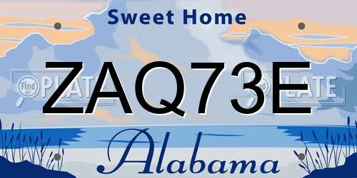 ZAQ73E Alabama License Plate