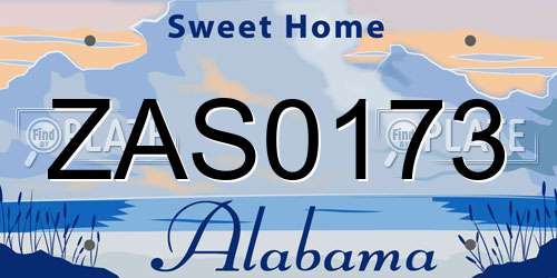 ZAS0173 Alabama License Plate