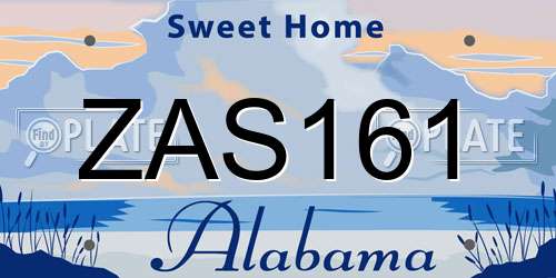 ZAS161 Alabama License Plate