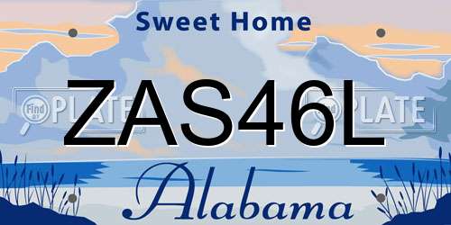 ZAS46L Alabama License Plate