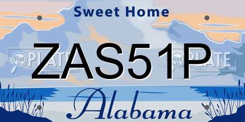 ZAS51P Alabama License Plate