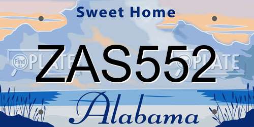 ZAS552 Alabama License Plate