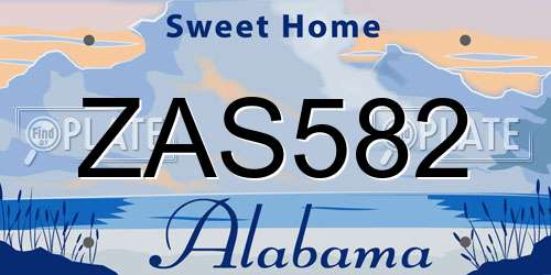 ZAS582 Alabama License Plate