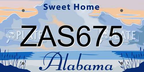 ZAS675 Alabama License Plate
