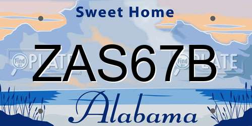 ZAS67B Alabama License Plate