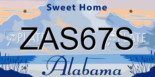 ZAS67S Alabama License Plate