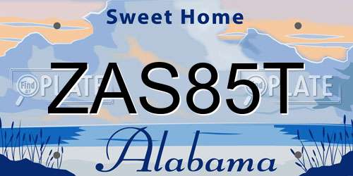 ZAS85T Alabama License Plate