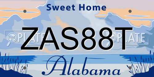 ZAS88T Alabama License Plate
