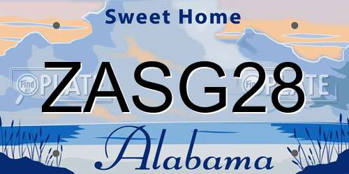 ZASG28 Alabama License Plate