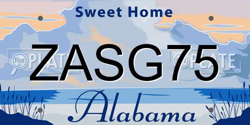 ZASG75 Alabama License Plate