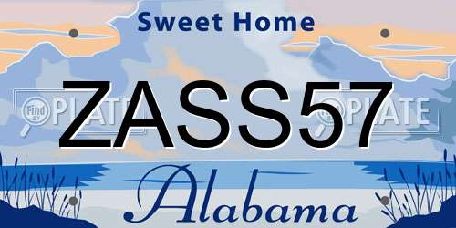 ZASS57 Alabama License Plate