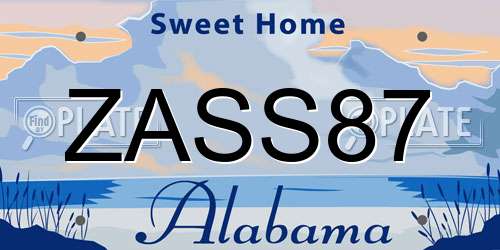 ZASS87 Alabama License Plate