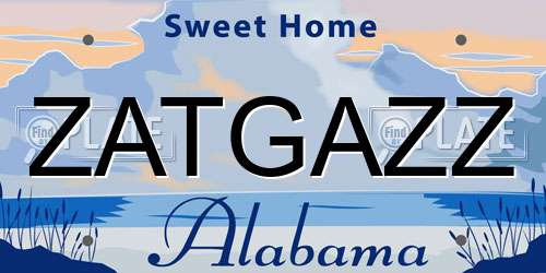 ZATGAZZ Alabama License Plate