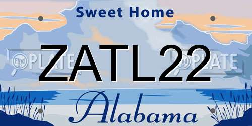 ZATL22 Alabama License Plate