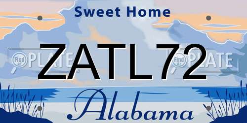 ZATL72 Alabama License Plate