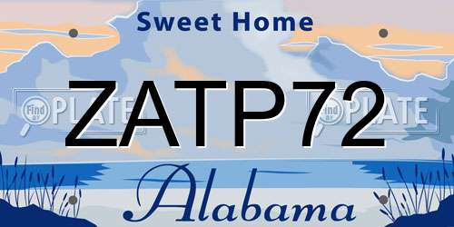 ZATP72 Alabama License Plate
