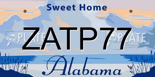 ZATP77 Alabama License Plate