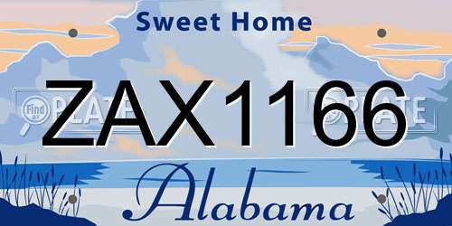 ZAX1166 Alabama License Plate